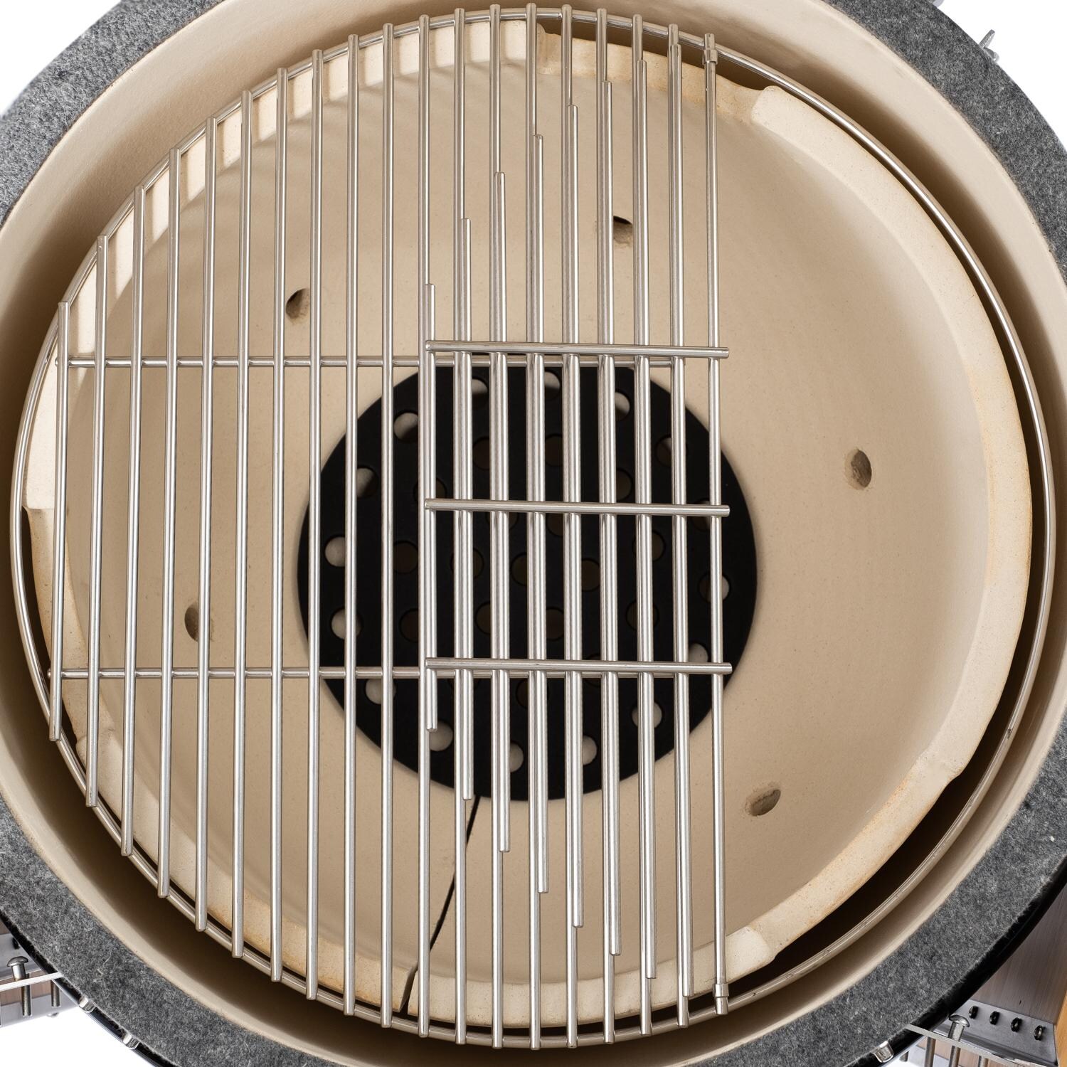 Victory - BBQ-VCT-K-24B - 21-Inch Kamado Grill & Smoker - 304-Grade Stainless Steel Hinged Cooking Grate Open thumbnail