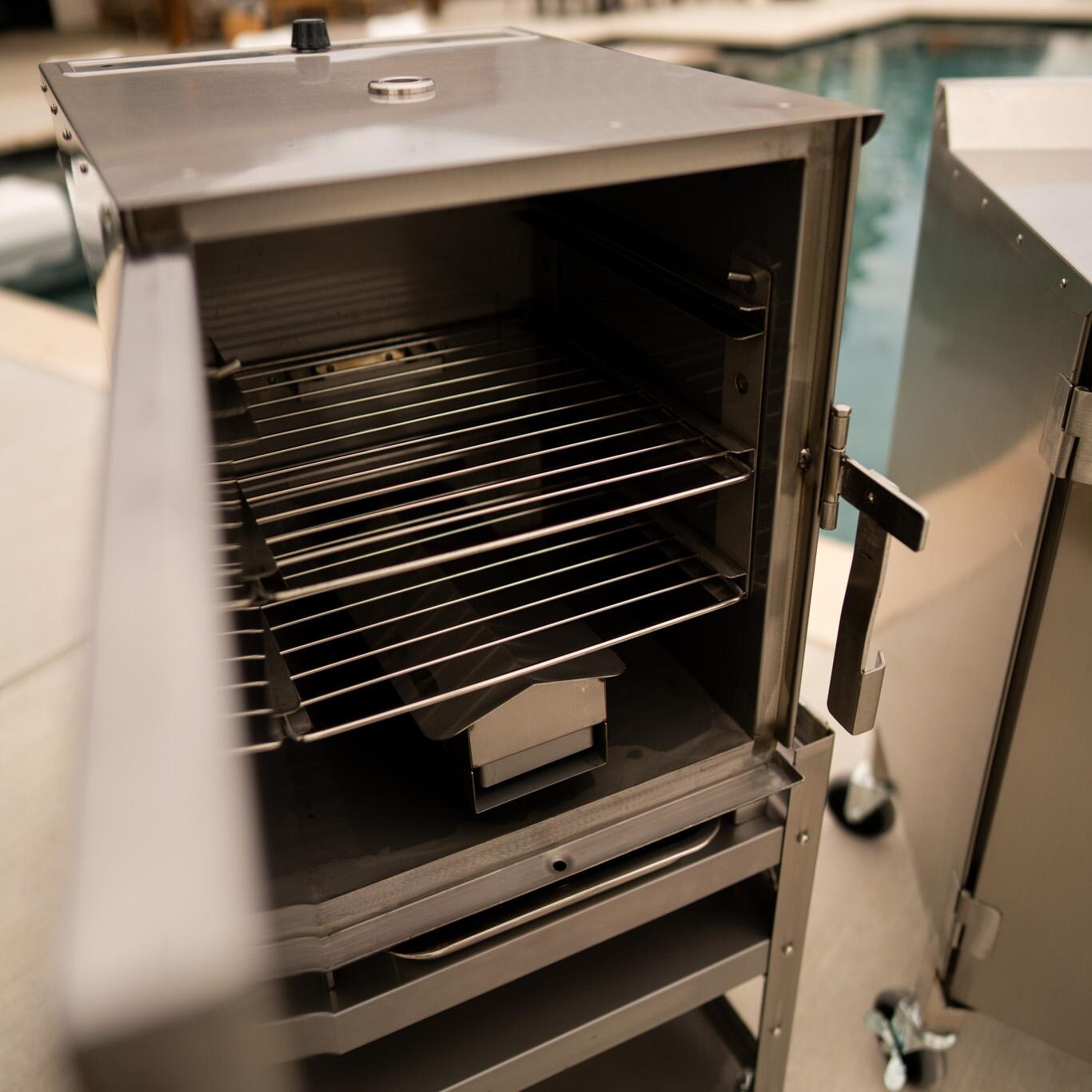 Smokin Tex 1100 Lil' Tex Legacy Series Electric Smoker - Door Open - Lifestyle thumbnail