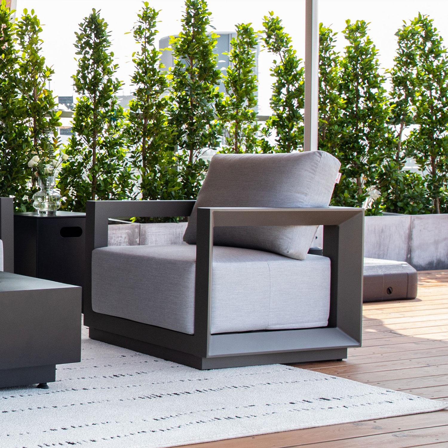 Elementi OS-2505S Newport Outdoor Aluminum Club Chair w/ Sunbrella Cushions - Patio - Lifestyle thumbnail