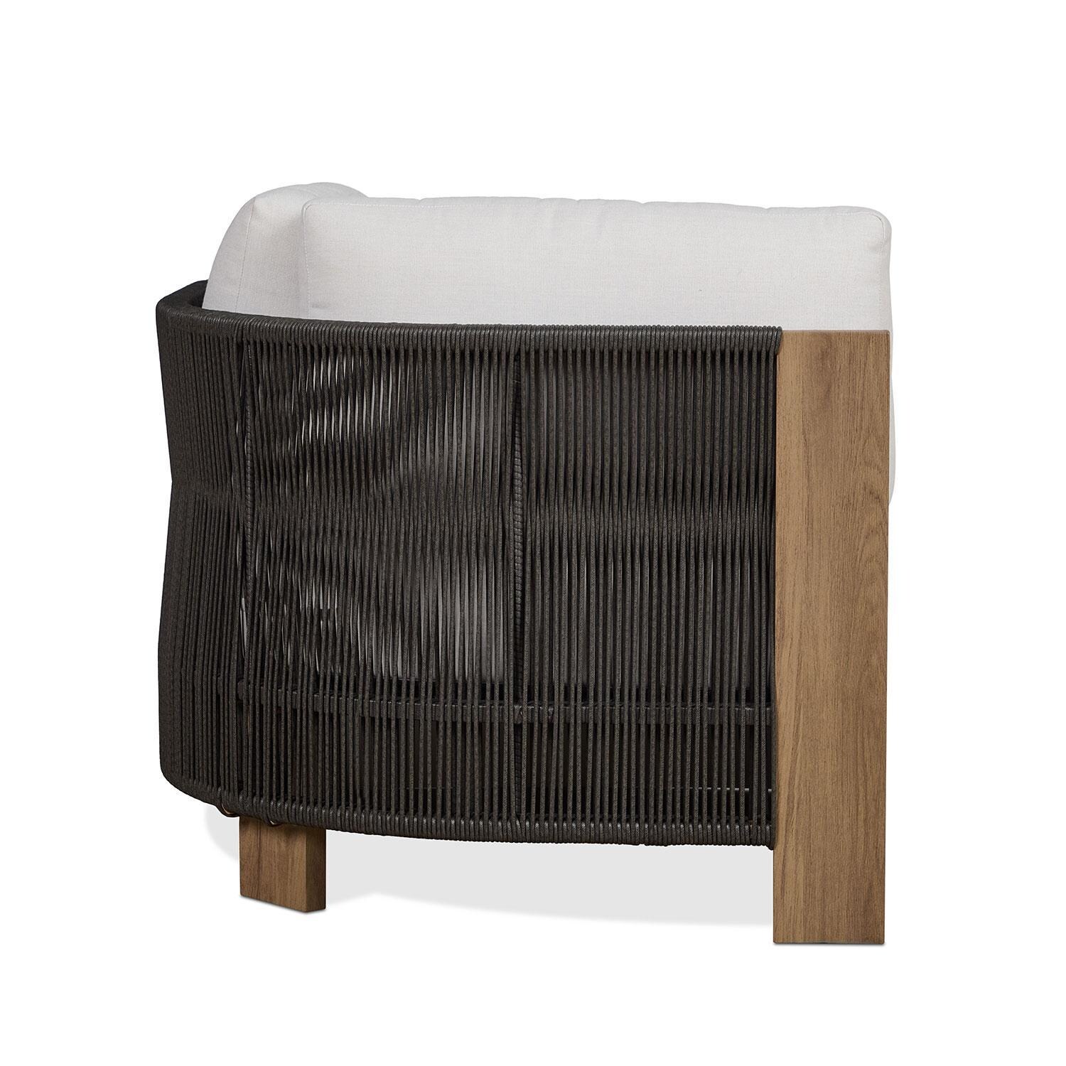 Heritage 33 Inch Corner Outdoor Chair in Beechwood W/ Sunbrella Cushions by Lakeview Outdoor Designs - Side View - White Background thumbnail