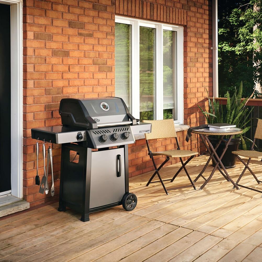 Napoleon F365DNGT Freestyle 365 3 Burner Natural Gas Grill - Graphite Grey - On Patio - Lifestyle thumbnail