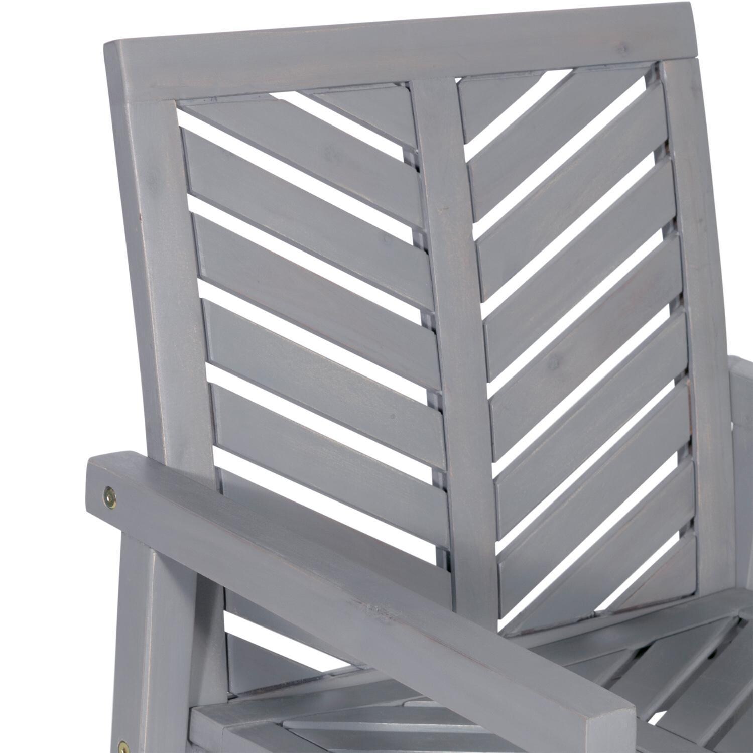 Ultimate Patio Wishlake 2 Piece Acacia Patio Dining Arm Chair Set - Gray Wash - Chair Back Detail thumbnail