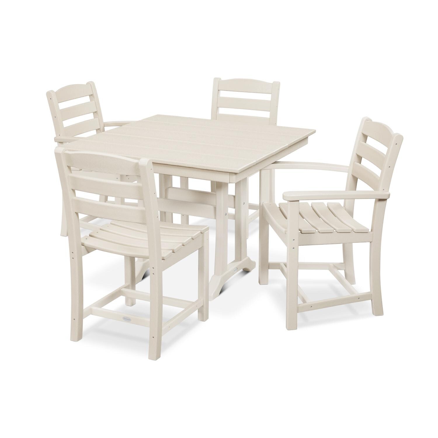 POLYWOOD La Casa Cafe Sand 5 Piece Farmhouse Dining Set W/ Trestle Legs thumbnail