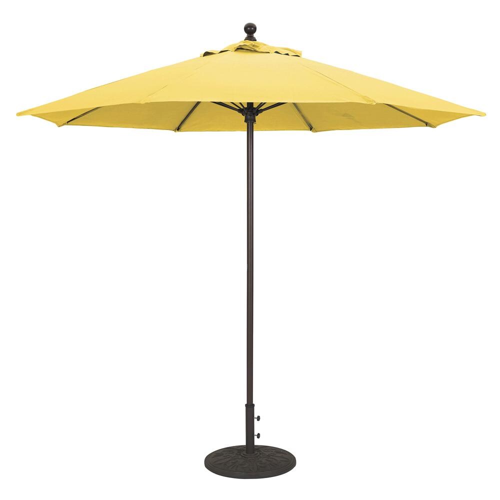 Galtech 9 Ft. Bar Height Octagonal Aluminum Patio Market Umbrella W/ Push Lift - Antique Bronze Frame W/ Sunbrella Canvas Sunflower Yellow Canopy
