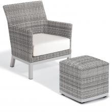 Argento 2 Piece Wicker Patio Seating Set W/ Ottoman By Oxford Garden - Eggshell White image