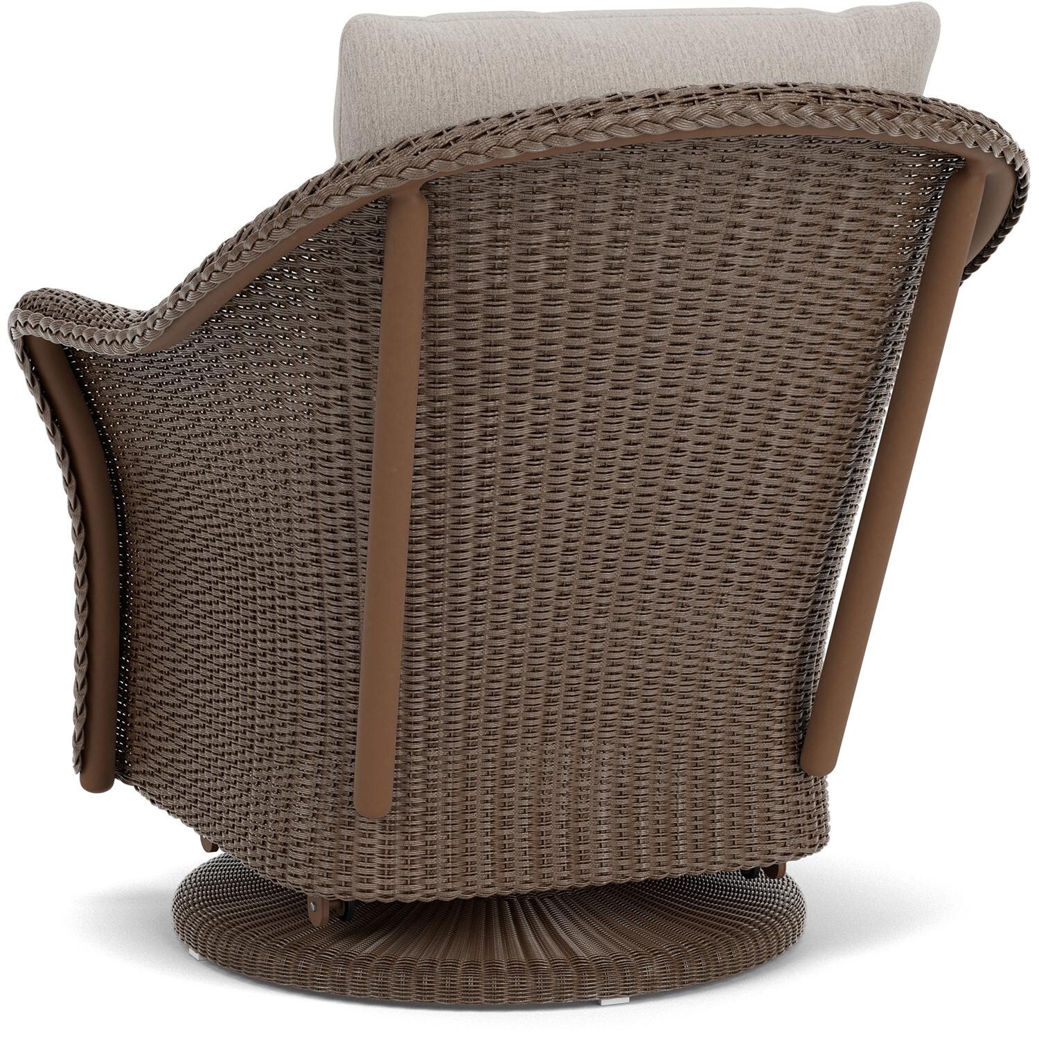 Lloyd Flanders Weekend Retreat Swivel Glider Lounge Chair in Bark Finish W/ Remy Cloud Fabric - Back Left thumbnail