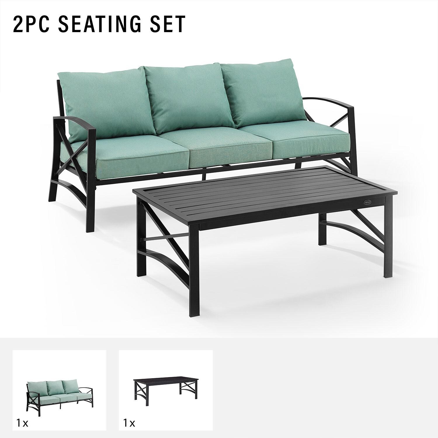 Ultimate Patio UP-82262BZ-MI 2Pc Outdoor Sofa Patio Furniture Set in Mist - Included in Set (Sofa & Cofee Table) - Diagram thumbnail