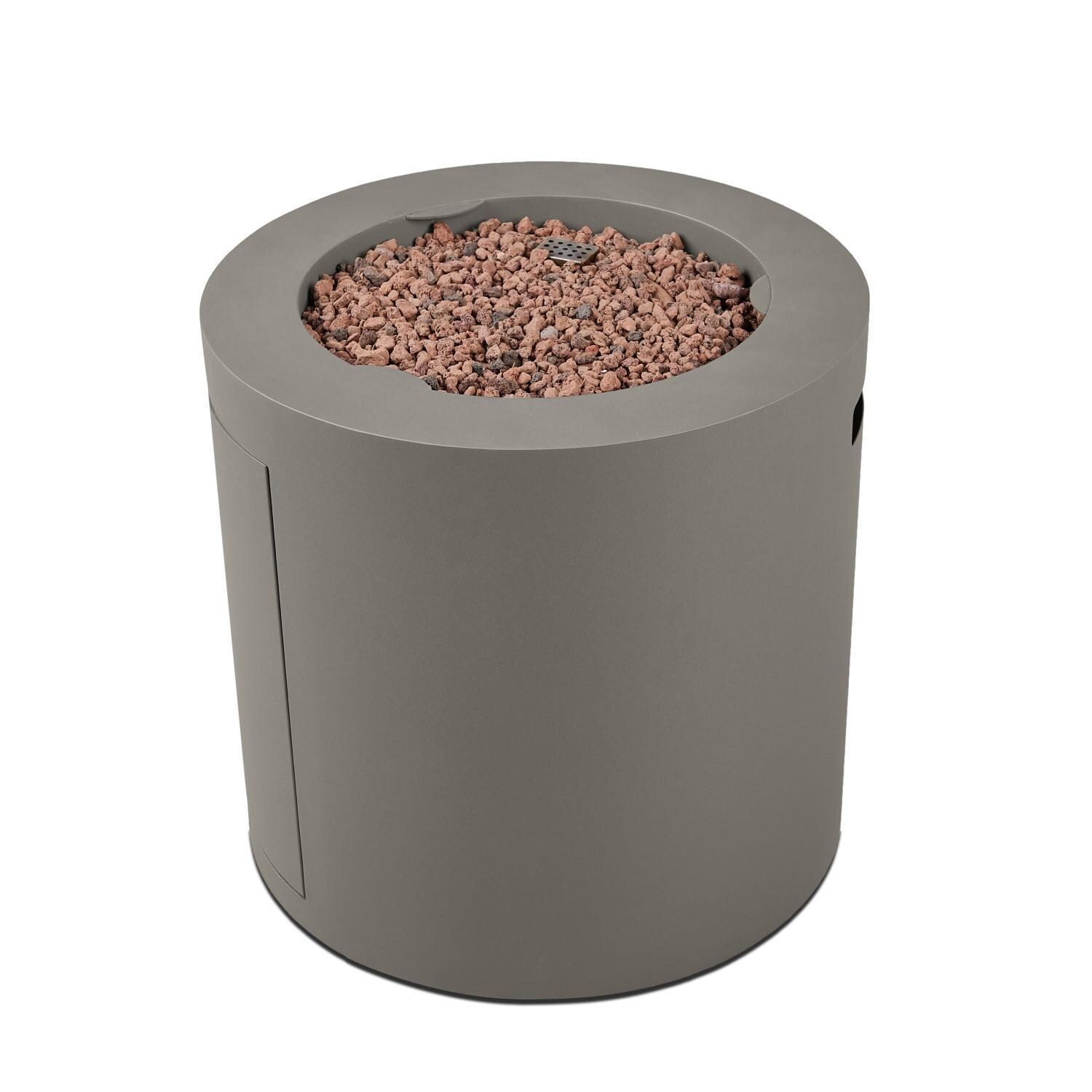 Elysian 24 Inch Round Steel Propane Fire Pit Table in Mist Gray by Lakeview - Top View - White Background thumbnail