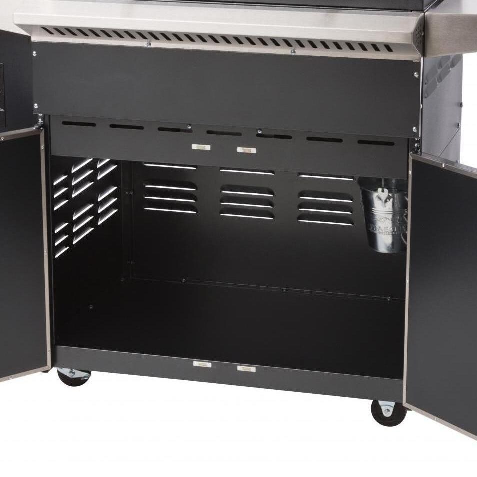 Traeger Select Pro Blue Pellet Grill On Cart - Grill Cart Doors Open thumbnail