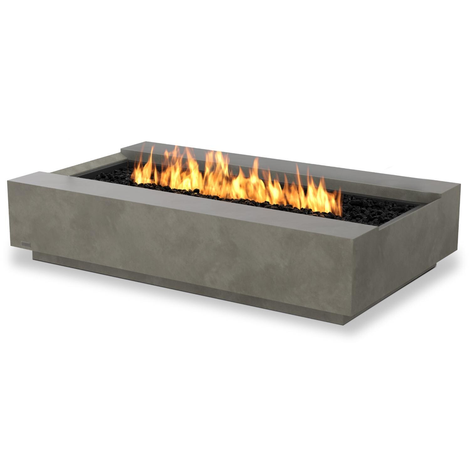 EcoSmart Fire ESF.O.CMO.50.NA Cosmo 50 Inch Stainless Steel Burner Rectangle Concrete Ethanol Pit Table in Natural Concrete - On the Patio - Lifestyle thumbnail