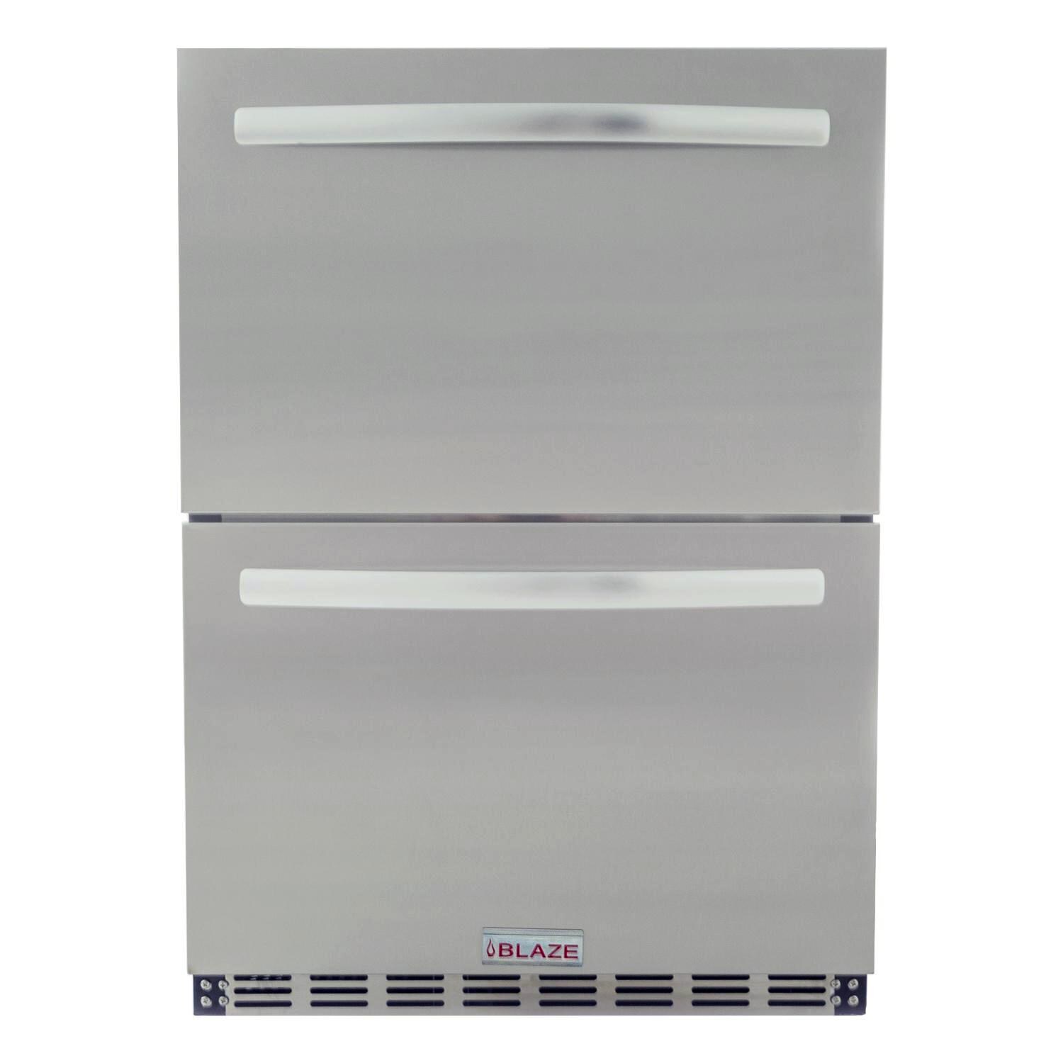 Blaze 23.5-Inch 5.1 Cu. Ft. Outdoor Rated Stainless Steel Double Drawer Refrigerator - BLZ-SSRF-DBDR5.1