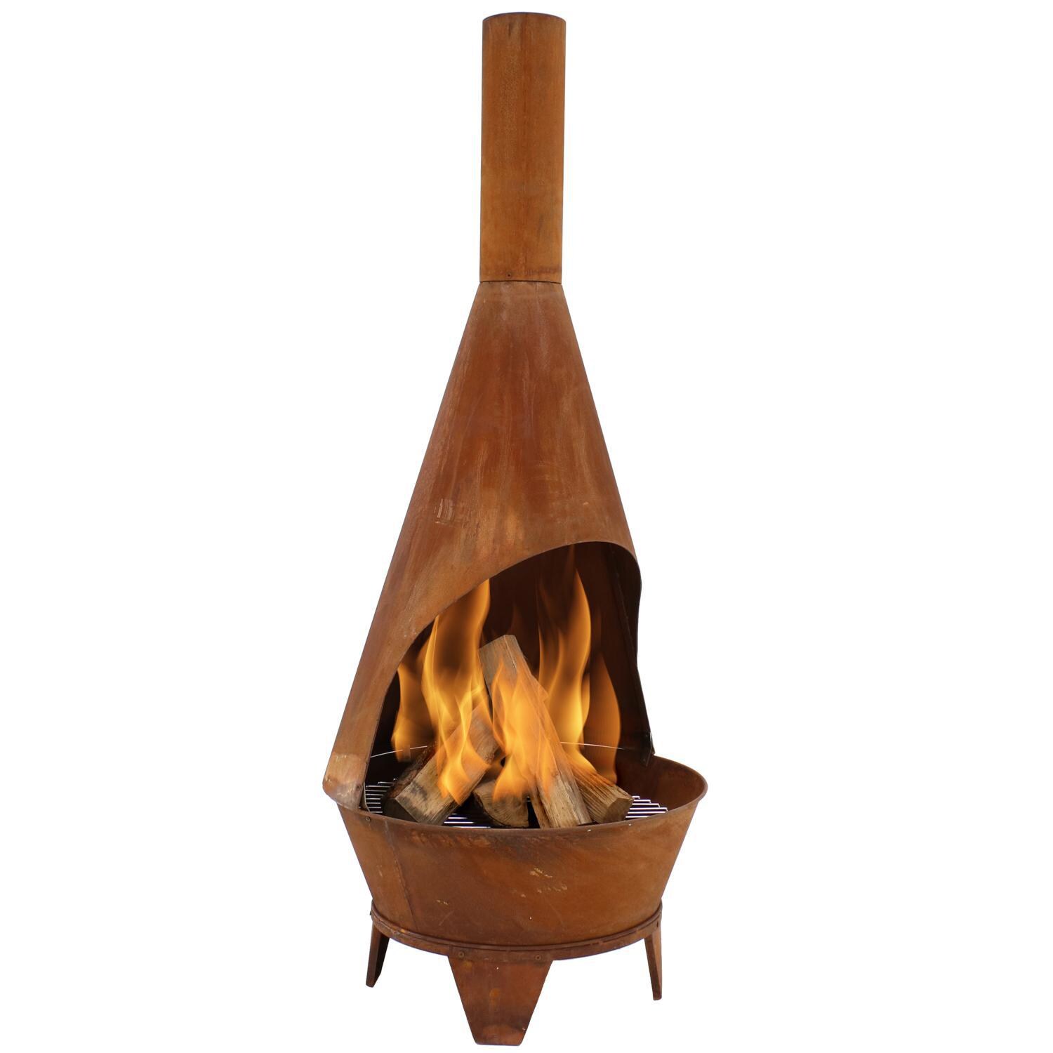 Ultimate Patio 72-Inch Steel Wood Burning Chiminea - In Use thumbnail