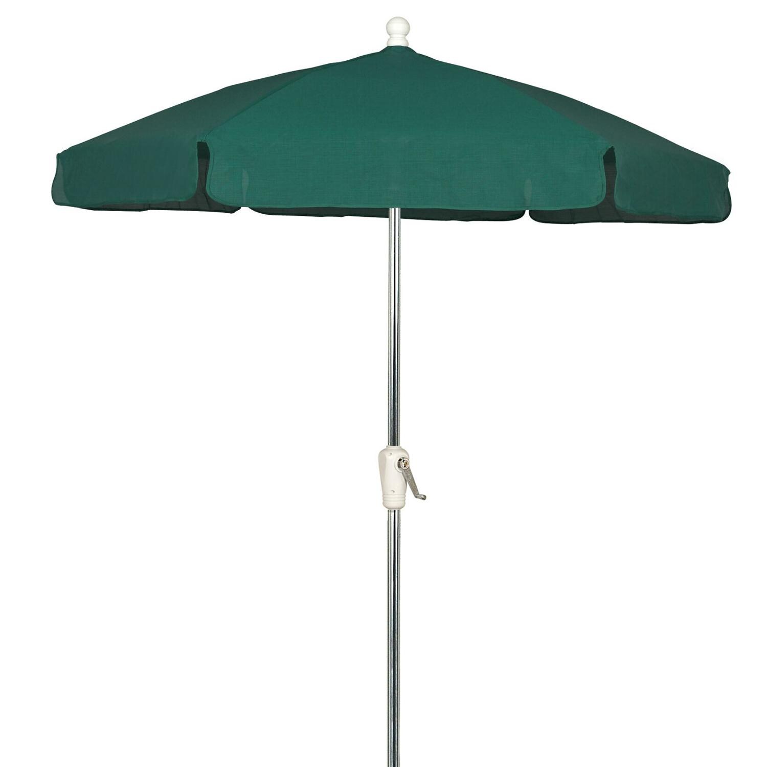FiberBuilt 7.5 Ft. Aluminum Market Patio Umbrella W/ Crank Lift - Silver Pole / Forest Green Vinyl image