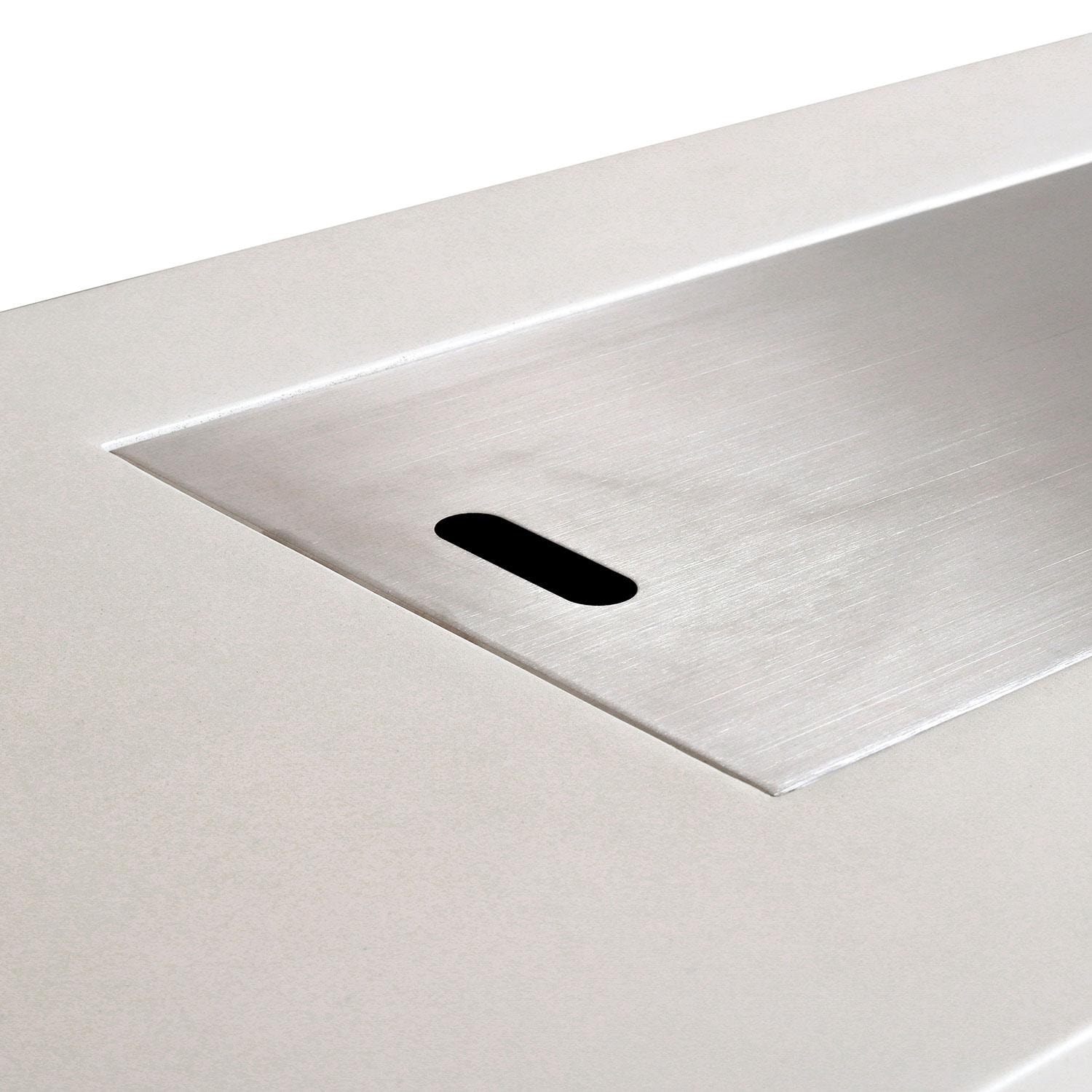 Glenwood 72-in Rectangular Concrete Natural Gas Fire Pit in White by Lakeview Outdoor Designs - Burner Lid - Detail thumbnail