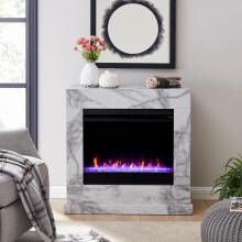 Southern Enterprises Dendale Faux Marble Color Changing Electric Fireplace - FC1062859