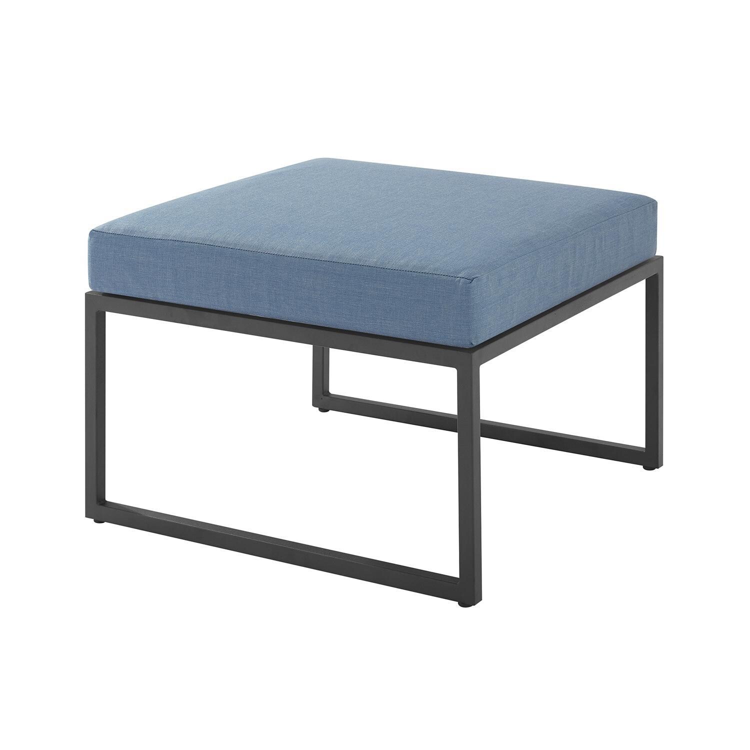 Chesterview Steel Ottoman in Black/Blue by Ultimate Patio