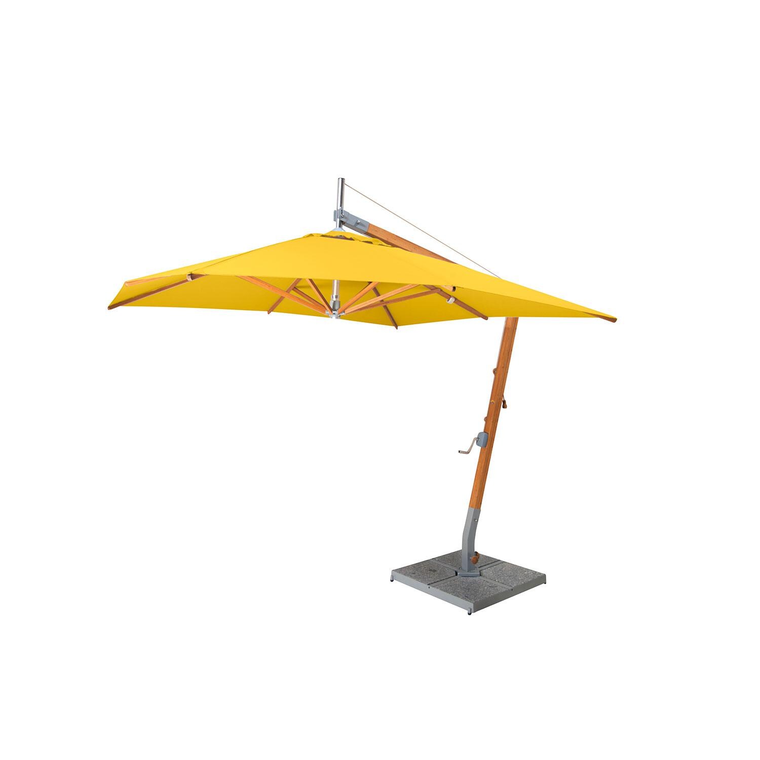 Bambrella Sirocco 8.5 Ft. Square Sidewind Bamboo Umbrella - Yellow Canopy