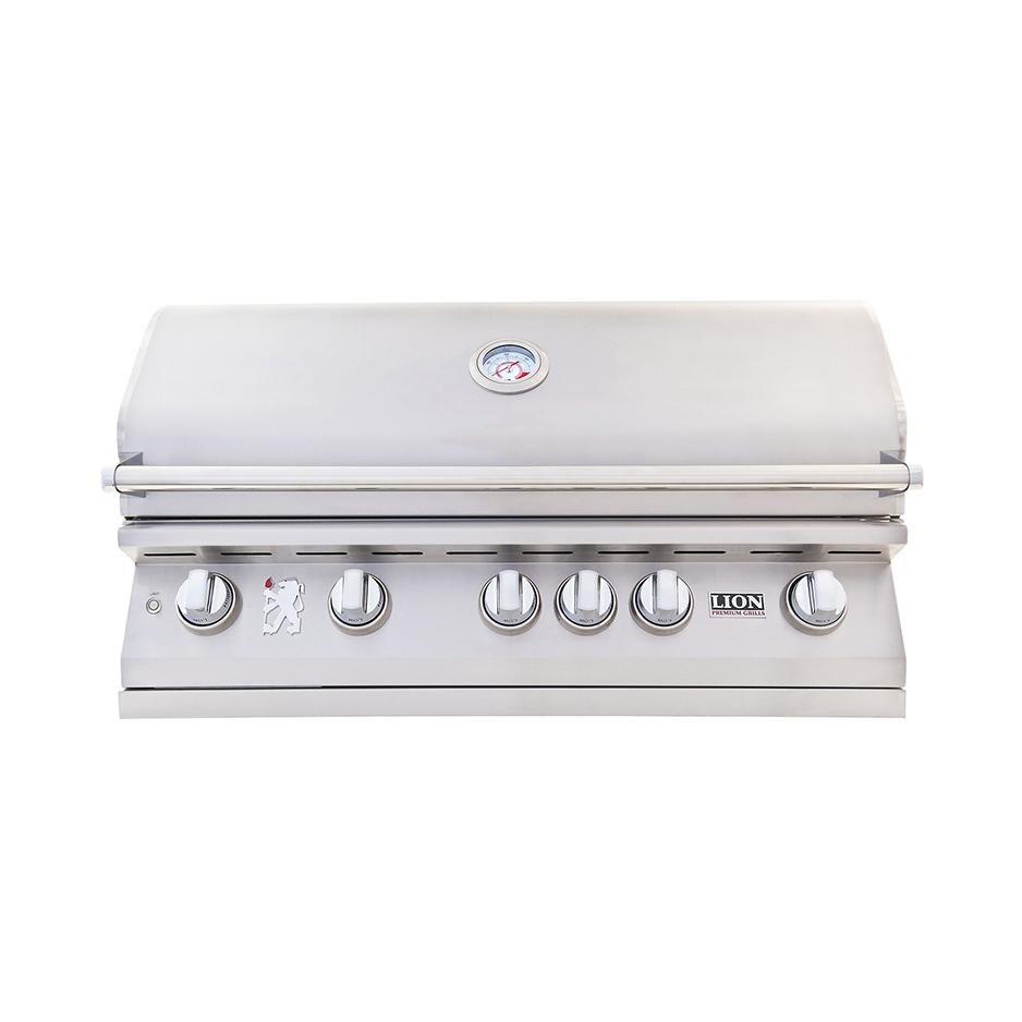 Lion 40-Inch L90000 Stainless Steel Built-In Natural Gas Grill - Closed Lights Off - White Background thumbnail