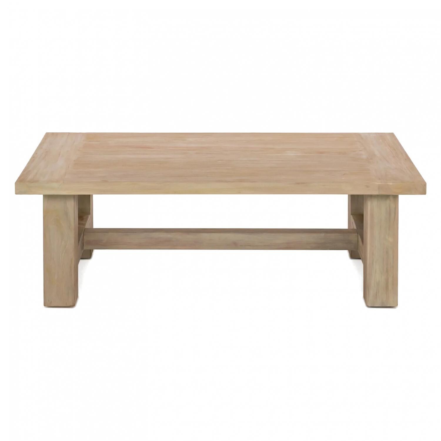 Teak + Table Monday 5 Piece Brushed Teak Patio Seating Set in Natural - Coffee Table - White Background thumbnail