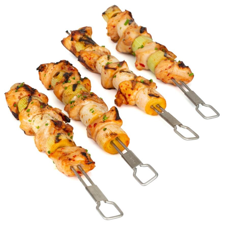 Broil King Stainless Steel Dual Prong Skewers - 4 Pack - 64049 - Variety Skewers - White Background thumbnail