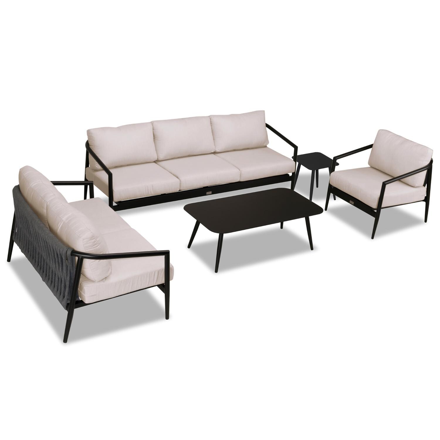 Lakeview Midnight Cove 5 Pc Aluminum Sofa Seating Set in Black/Carbon/Cast Silver - Top - White Background thumbnail