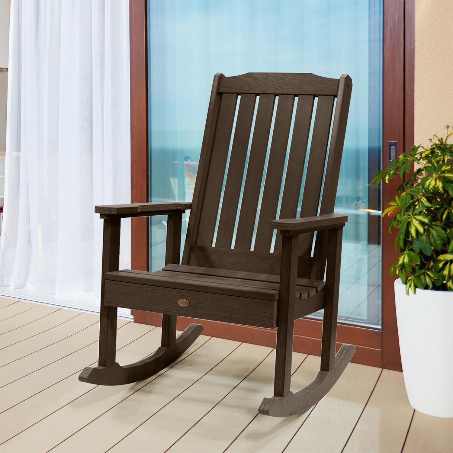 Hart Lane Recycled Plastic Rocking Chair in Weathered Acorn by Lakeview Outdoor Designs