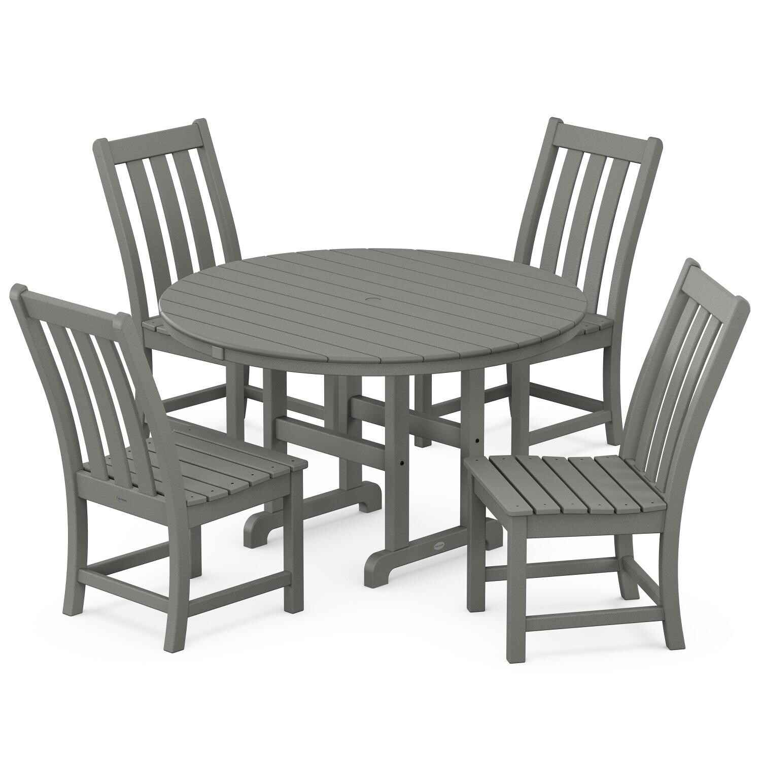 POLYWOOD PWS649-1-GY Vineyard 5-Piece Round Side Chair Dining Set thumbnail