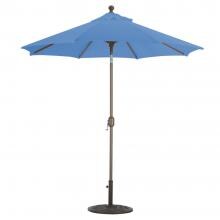 Galtech 7.5 Ft. Octagonal Aluminum Patio Market Umbrella W/ Crank Lift And Deluxe Auto Tilt - Antique Bronze Frame W/ Sunbrella Canvas Pacific Blue Canopy image