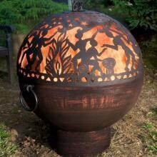 Full Moon Party 26-Inch Copper Wood Burning Steel Fire Pit With Spark Screen image
