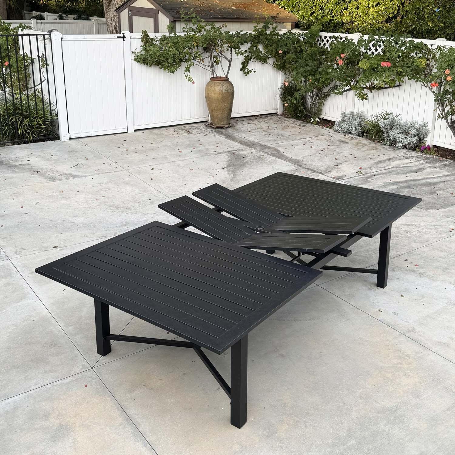 Palm Springs 13 Pc Aluminum Dining Set in Antique Bronze/Beige by Darlee - Butterfly Extension - Detail thumbnail