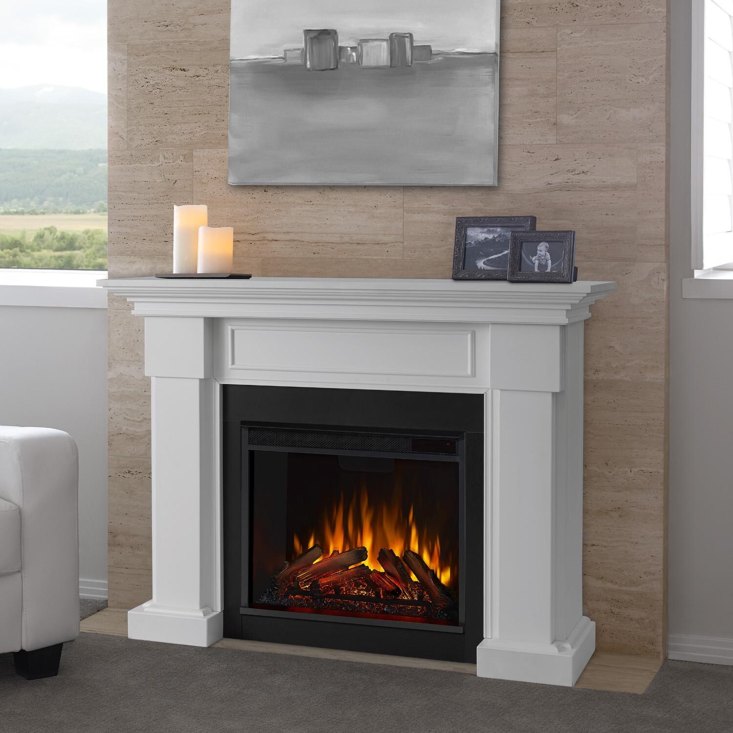 Real Flame - 7910E-W - Hillcrest 48-Inch Electric Fireplace With Mantel - White thumbnail