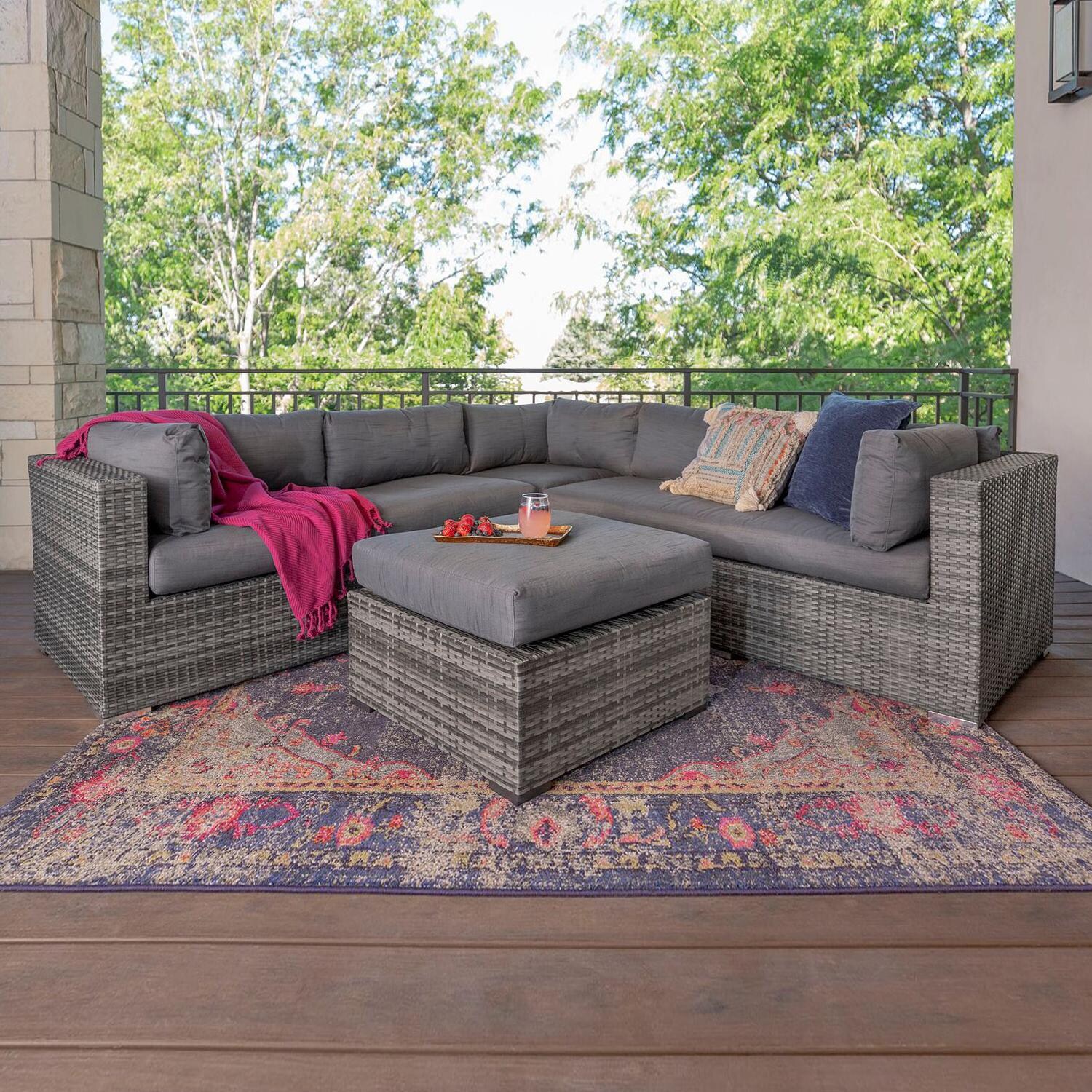 Cashmere View 4 Pc Wicker Seating Set in Gray/Gray by Ultimate Patio
