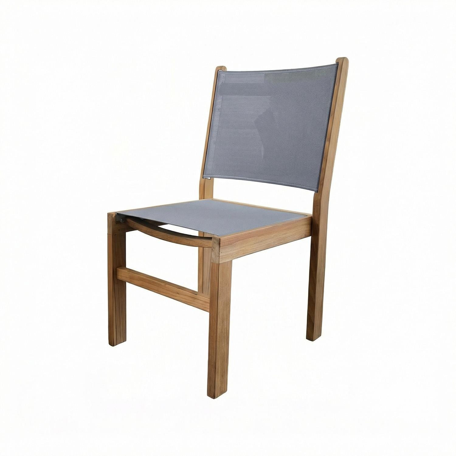 Royal Teak Collection CAPSG Captiva Teak Sling Stacking Side Chair in Gray - Chair - White Background thumbnail