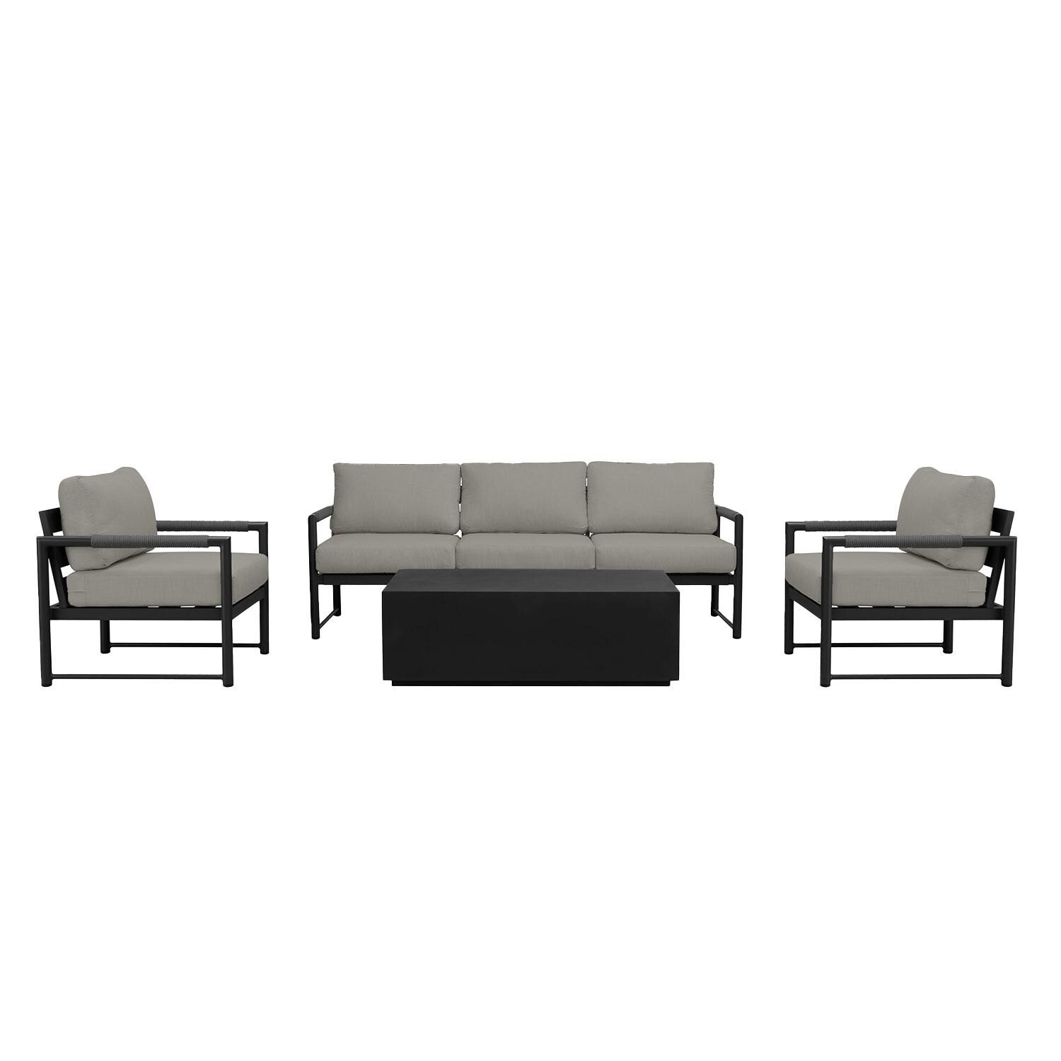 Lakeview AVEBAY-BK-CO-SET135-CC Avenue Bay Black/Carbon 4 Pc Sofa Set - Canvas Charcoal - Display - White Background thumbnail