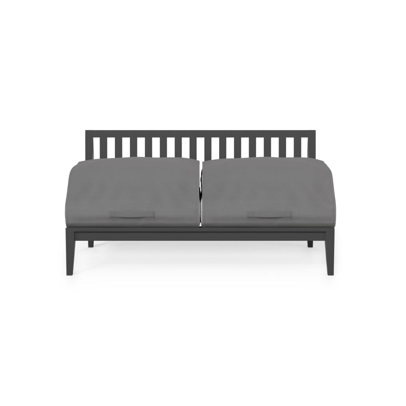 Outer Charcoal Aluminum Outdoor Armless Loveseat W/ OuterShell Cover - Pacific Fog Gray image