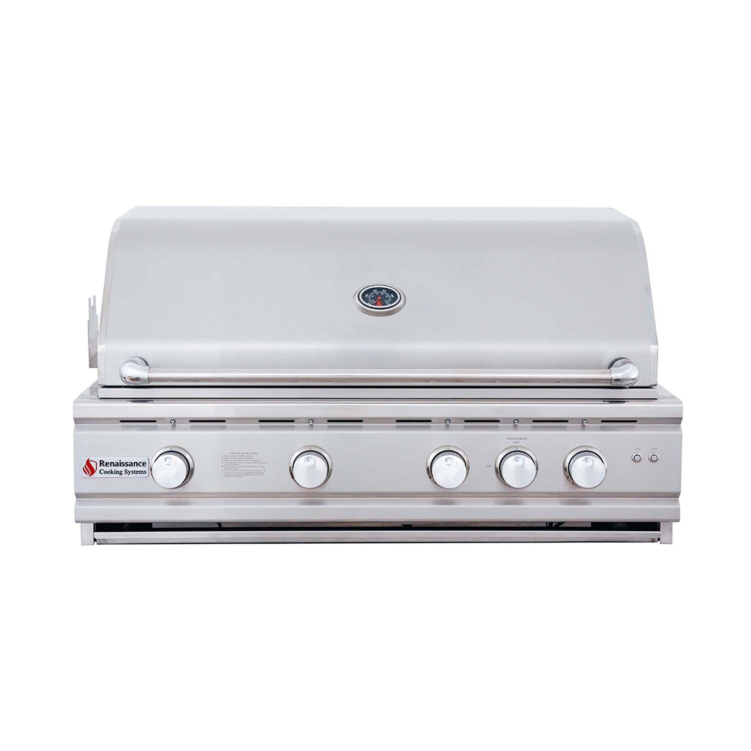 RCS RON38B Cutlass Pro 38 Inch Built-In Natural Gas Grill - Lights Off - White Background thumbnail