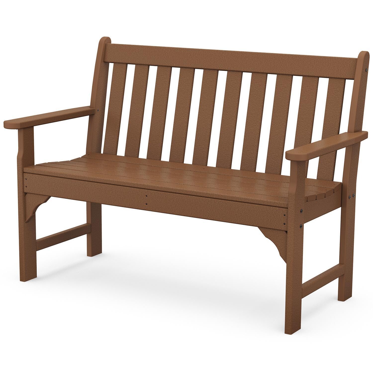 POLYWOOD Vineyard 48-Inch Bench - Teak - Front View
