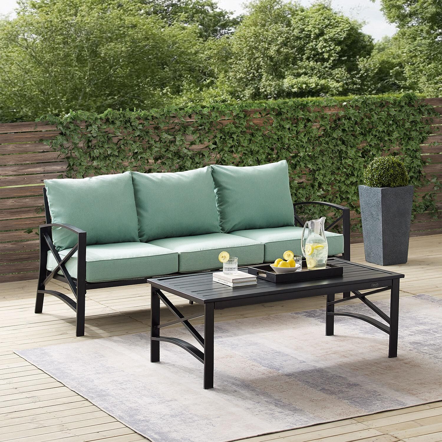 Windswept 2 Pc Steel Sofa Seating Set in Oil Rubbed Bronze/Mist by Ultimate Patio
