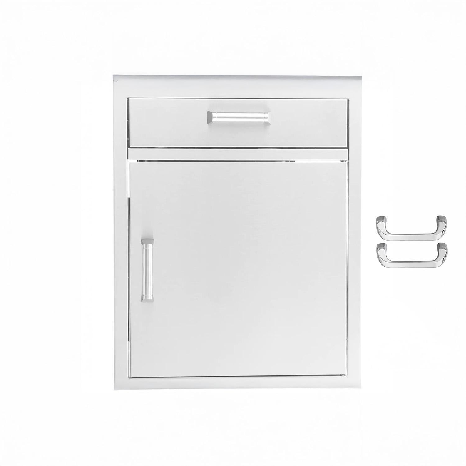 BBQGuys Signature 21-in Contempo/Traditional Stainless Steel Single Access Door & Drawer Combo - White Background thumbnail