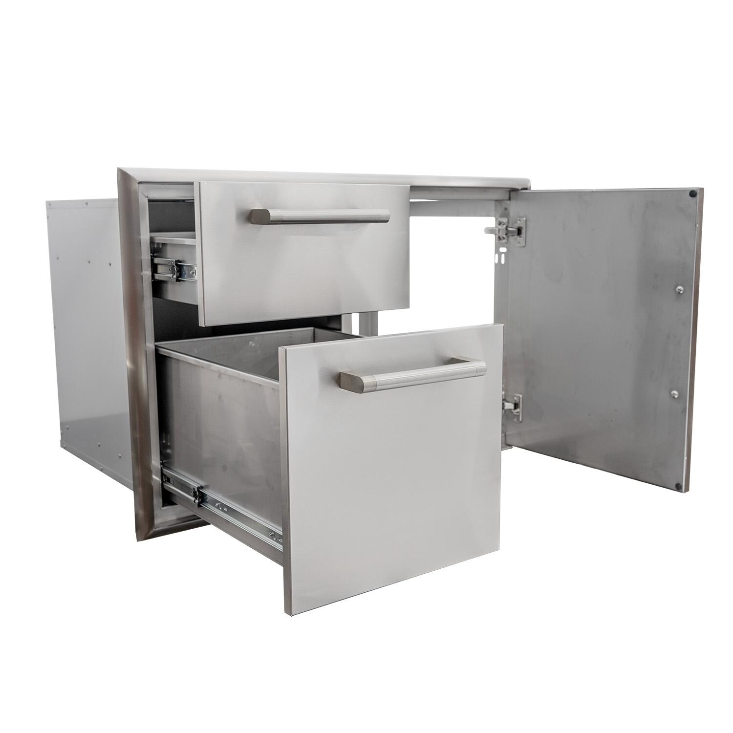 Coyote Outdoor Living 36-in Access Door & Double Drawer Combo - C3-CD2DC36 - All Open - White Background thumbnail