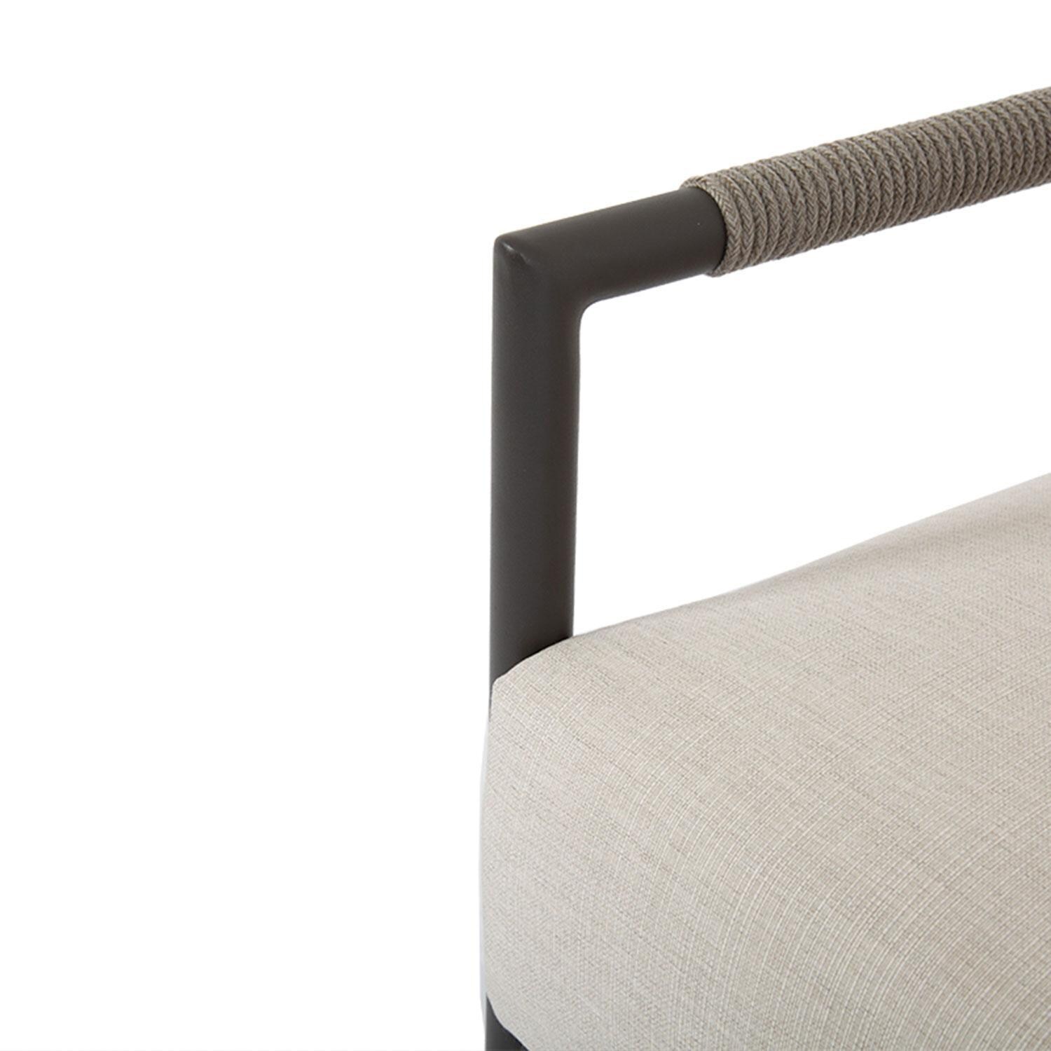 Pietra Rope & Aluminum Patio Club Chair in Dupione Celeste w/ No Welt by Sunset West - Arm Rest - Aluminum Material - Detail thumbnail