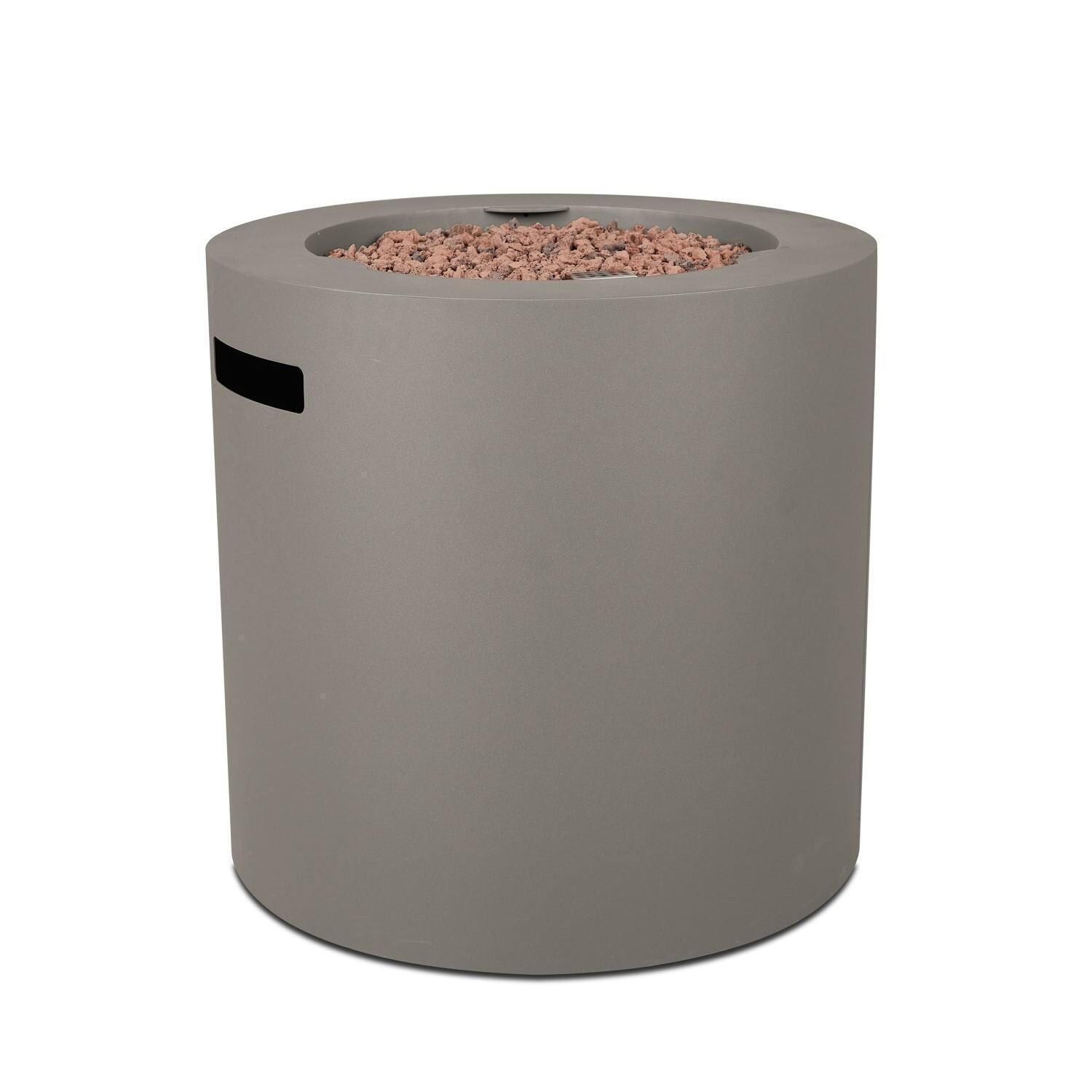 Elysian 3 Pc Powder Coated Steel 24 Inch Round Fire Pit in Mist Gray by Lakeview - Side View - White Background thumbnail