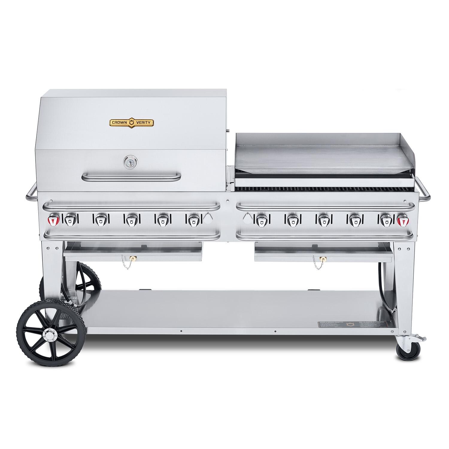 Crown Verity 72-Inch Single Inlet (Bulk Tanks Only) Rental Propane Grill Dome & Griddle Package - CV-RCB-72RGP-SI-BULK