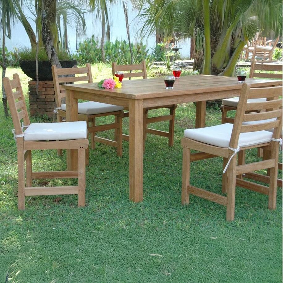 Amite Bay 7 Pc Teak Dining Set in Canvas Natural by Lakeview Outdoor Designs