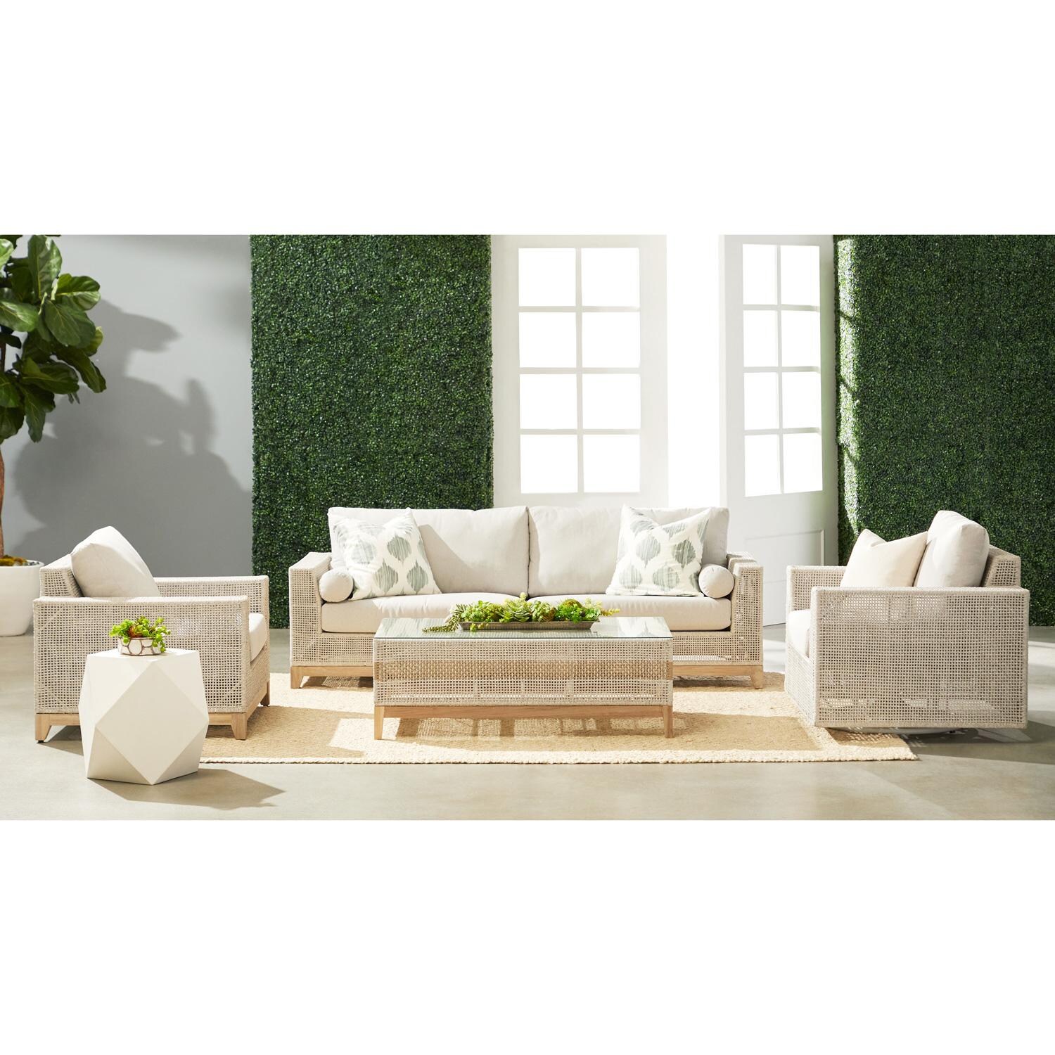 Lakeview Ranch Pointe 5 Pc Teak Seating Set in Taupe & White/Light Gray - Wide Angle thumbnail