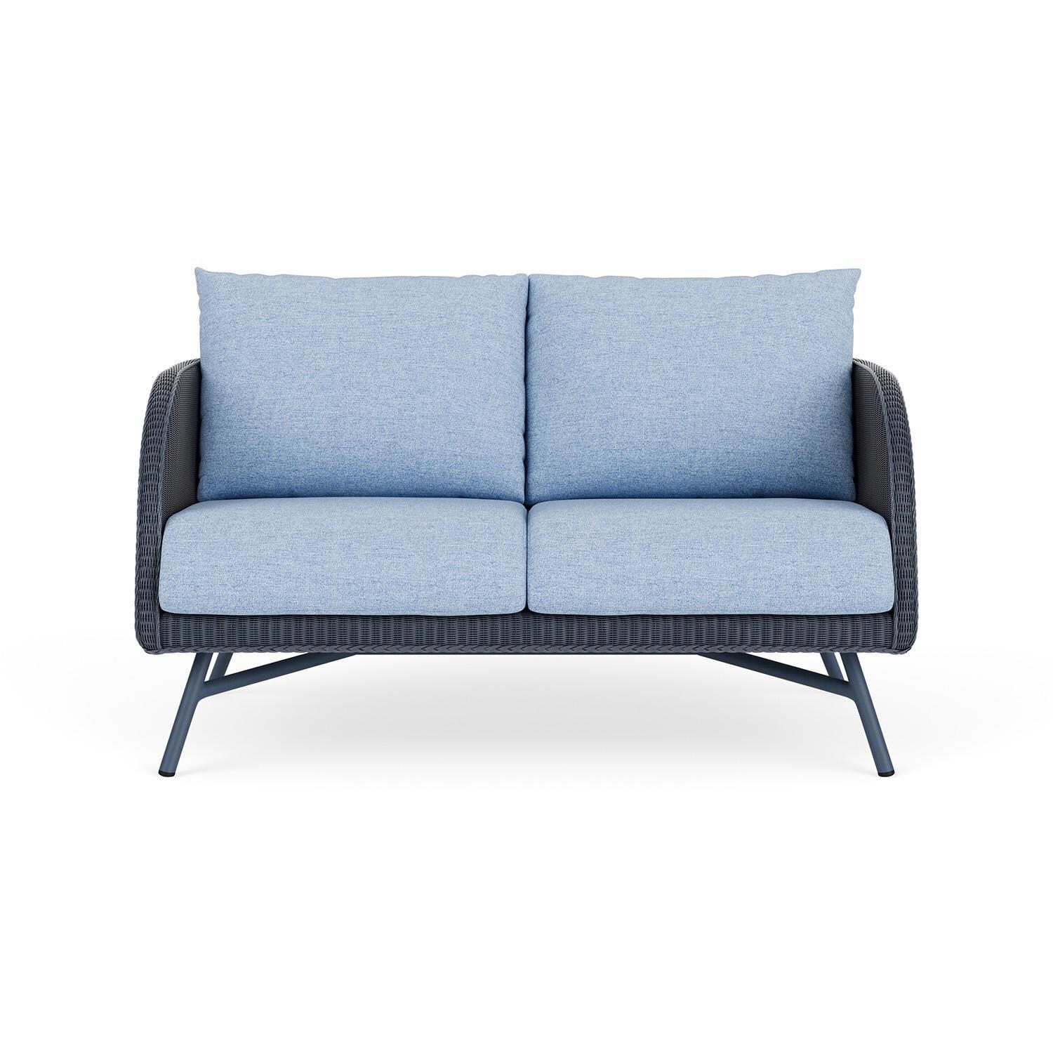 Essence Lloyd Loom Loveseat in Denim Blue/Demo Skyway by Lloyd Flanders