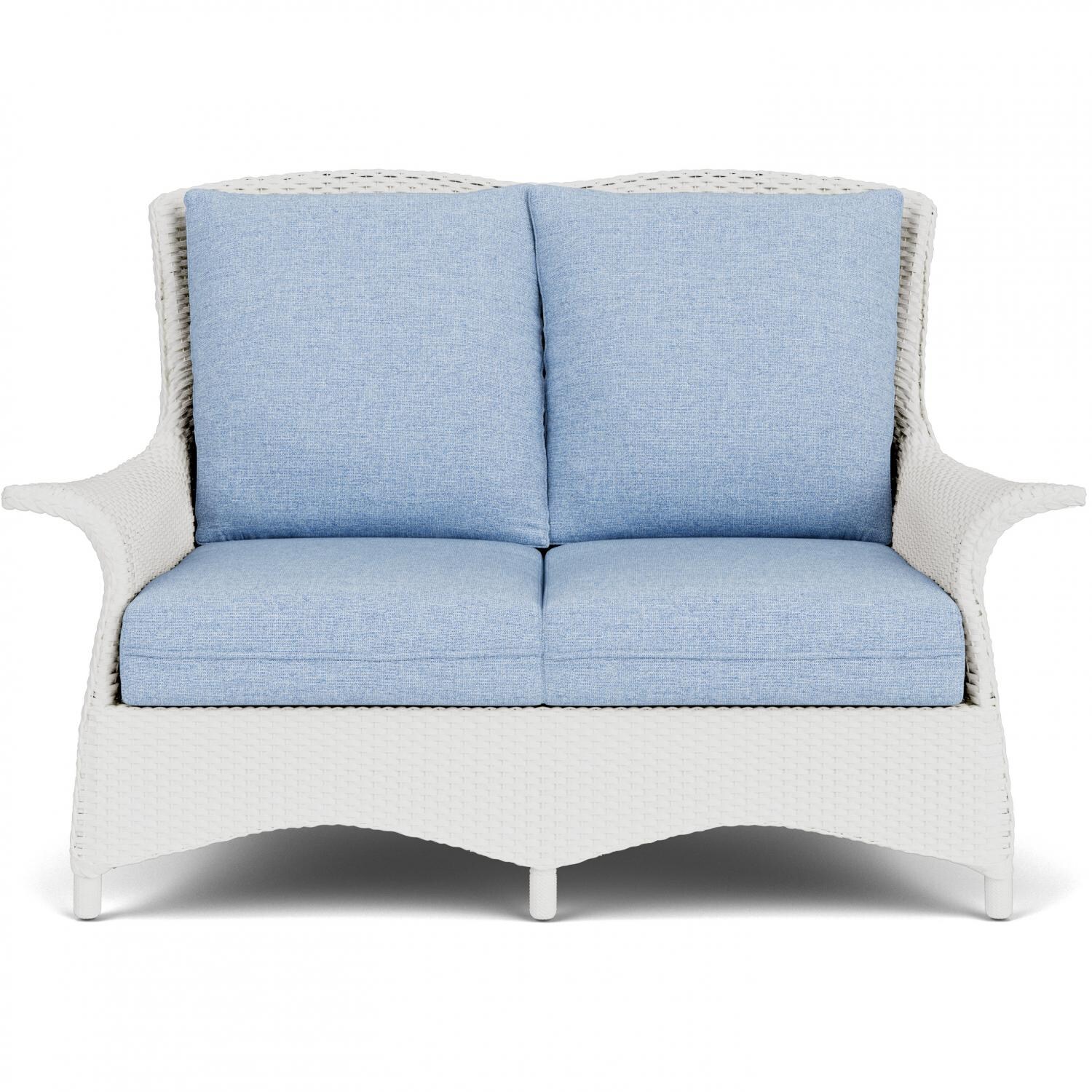Lloyd Flanders Mandalay Loveseat in Matte White Finish with Demo Skyway fabric thumbnail