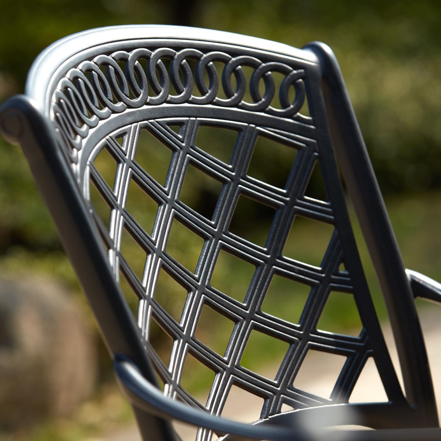 Darlee 201030-9PC-60XLD Sedona 9 Piece Cast Aluminum Patio Dining Set W/ 92 X 42 Inch Rectangular Dining Table & Sesame Cushions - Back Detail thumbnail