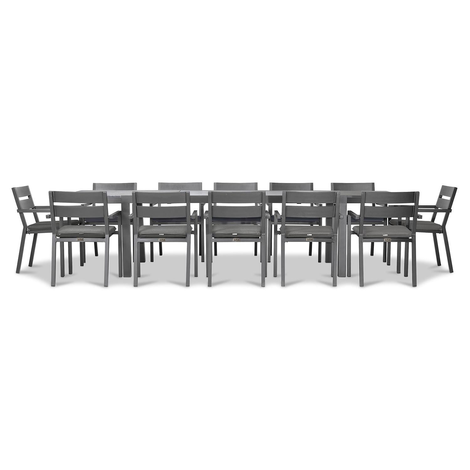 Calm Bay 13 Pc Extendable Dining Set in Slate/Canvas Charcoal by Lakeview - White Background 3 thumbnail