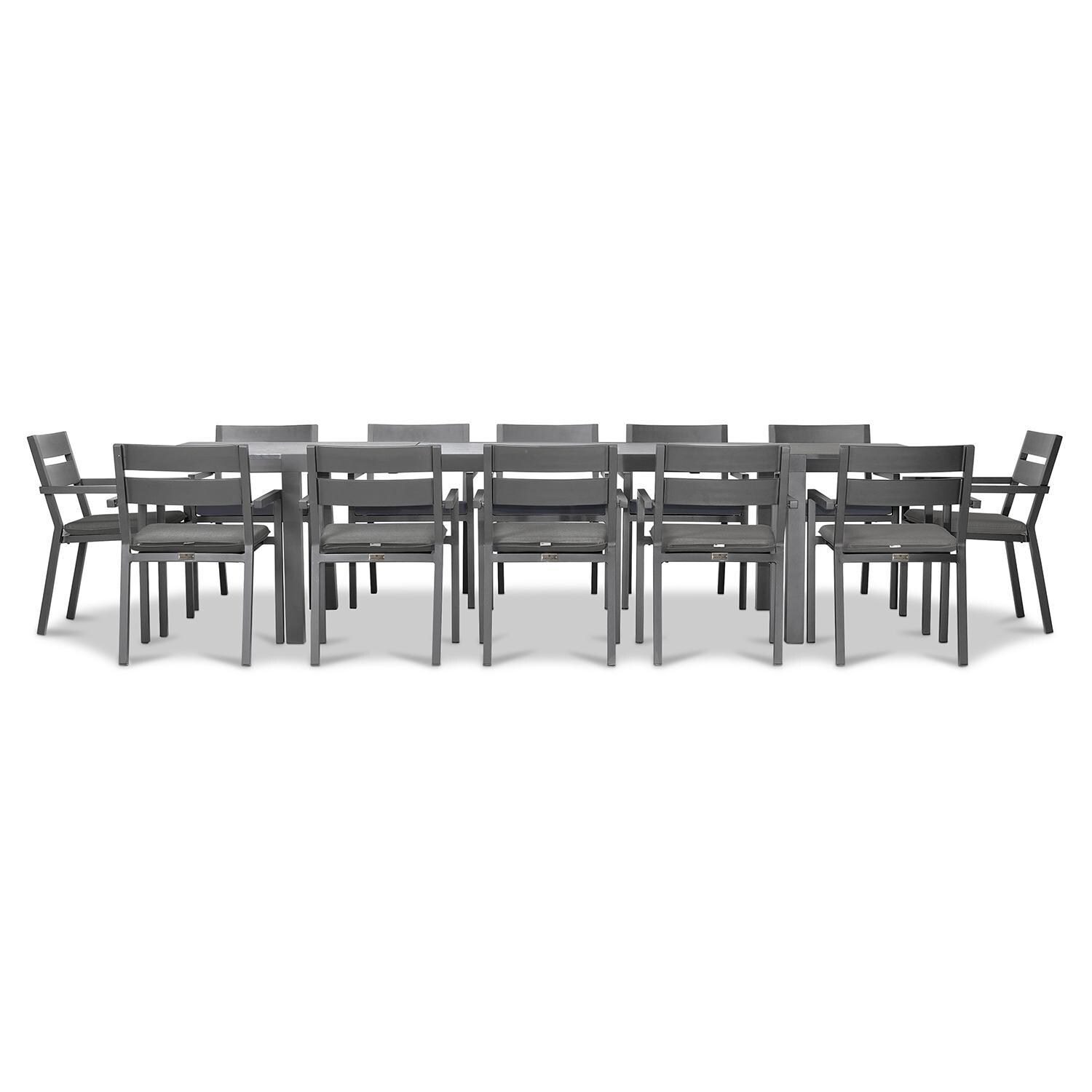 Calm Bay 13 Pc Extendable Dining Set in Slate/Canvas Charcoal by Lakeview - White Background 3 thumbnail